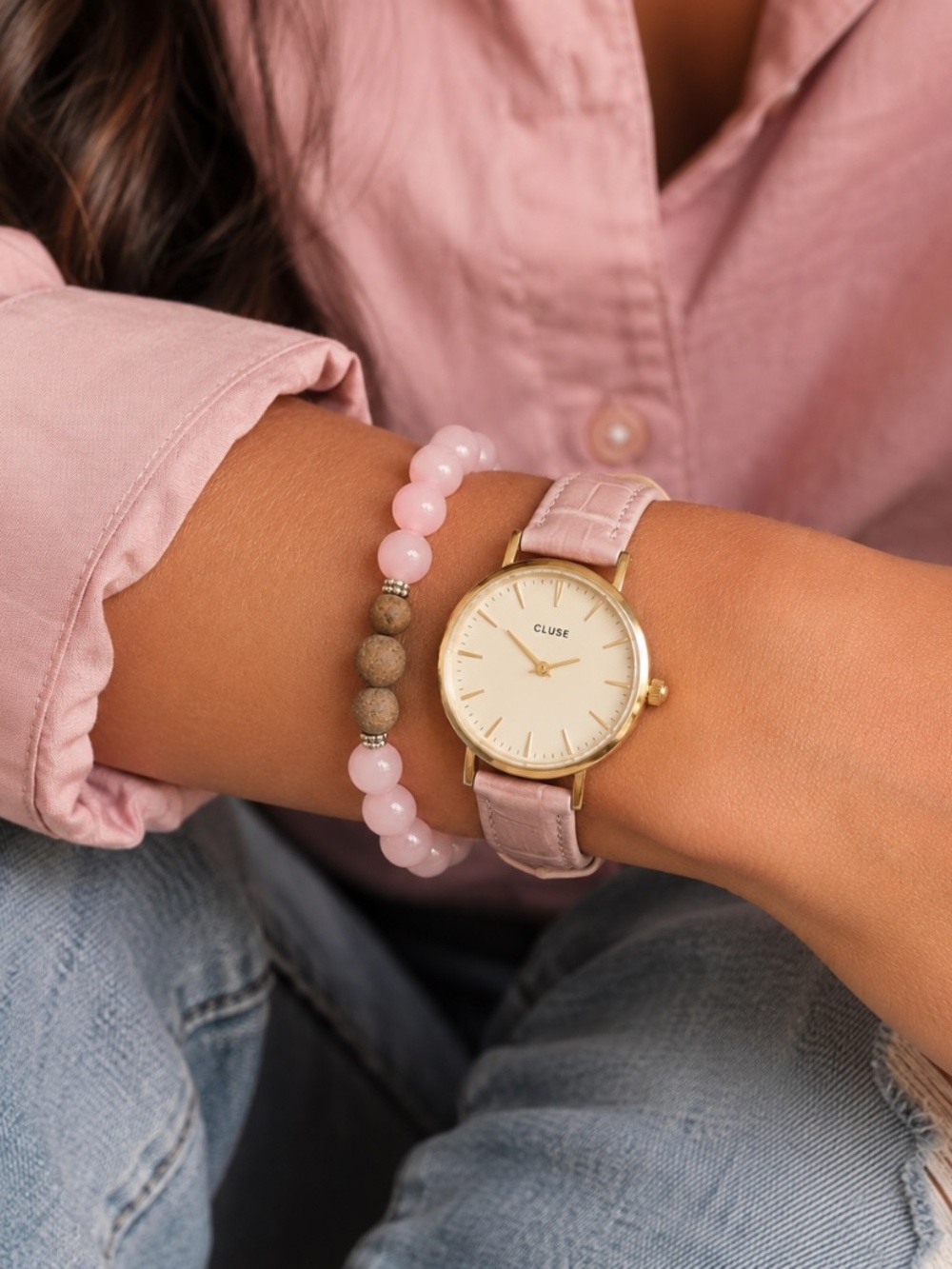 {Handmade} Pink Beaded Bracelet with Agates
